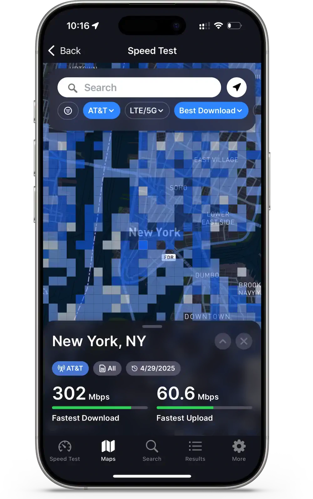 CoverageMap app screenshot