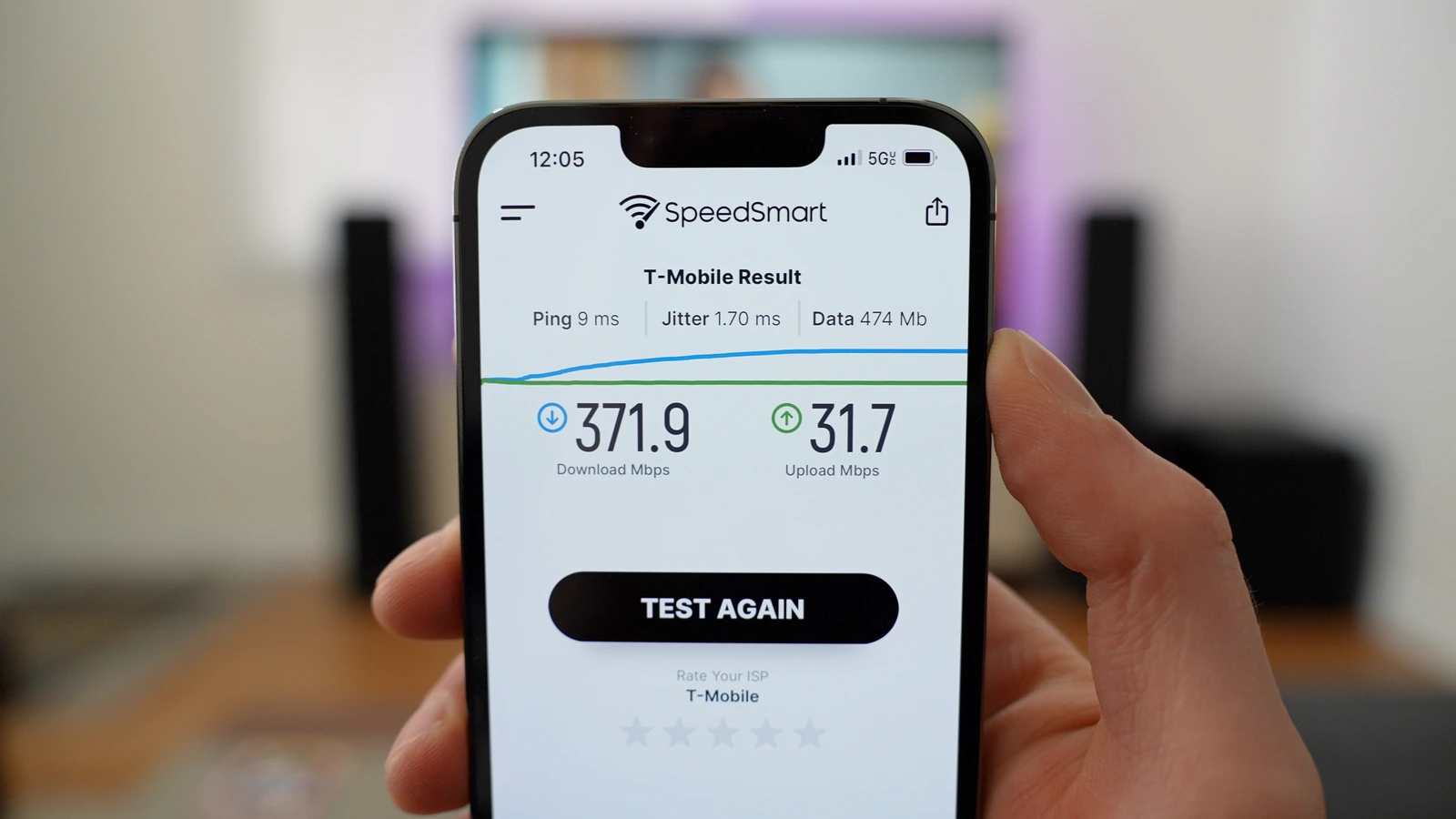 The results page from a SpeedSmart test